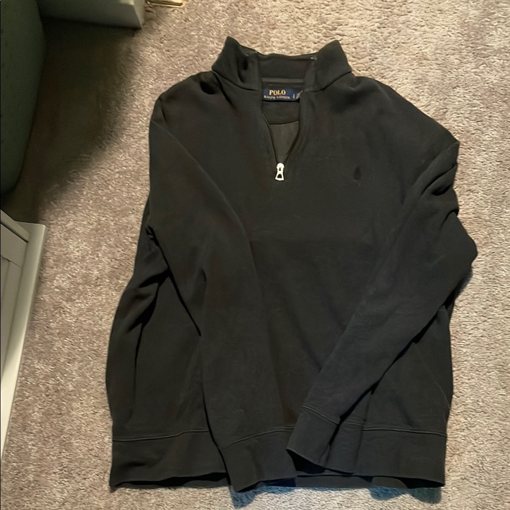 Ralph Lauren Black Zip Up Sweater with Classic Design